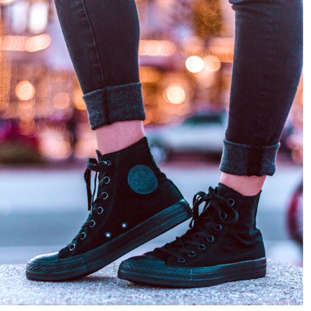 All Black Converse high tops